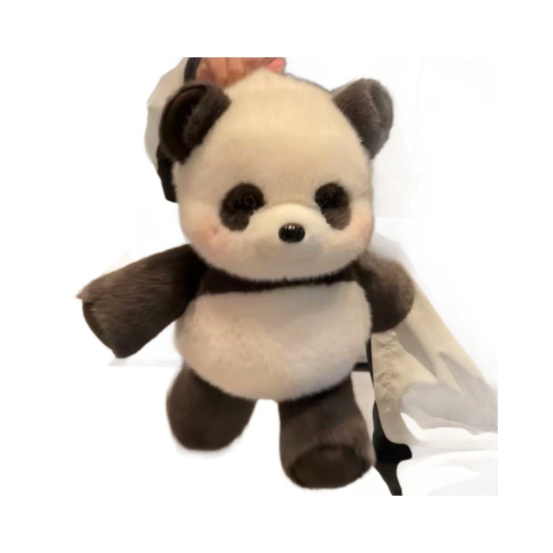 Mini panda plush toy back view