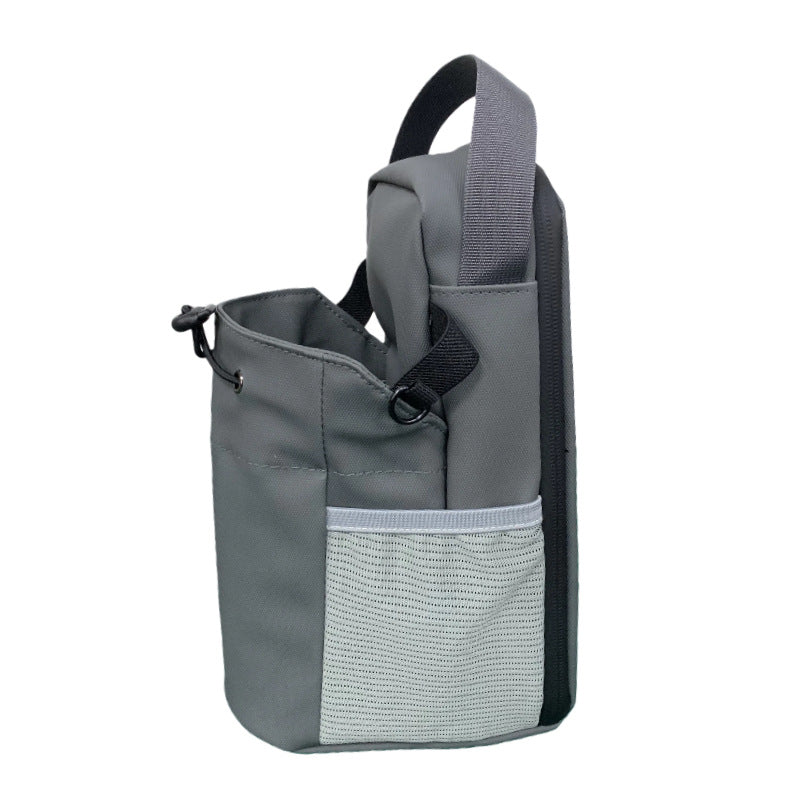 Magnetic water bottle bag crossbody grey strap
