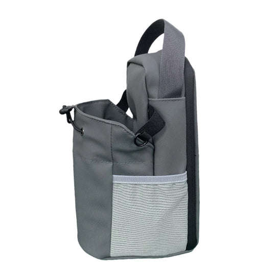 Magnetic water bottle bag crossbody grey strap