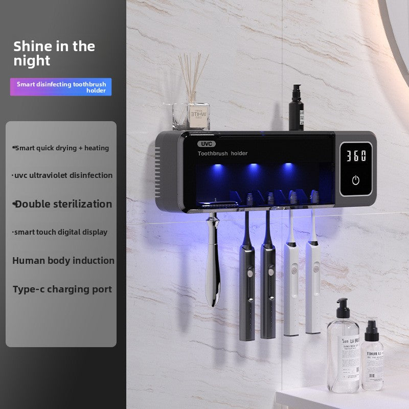 Smart UV Toothbrush Sanitizer 2 with digital display and UV light for effective cleaning and drying.