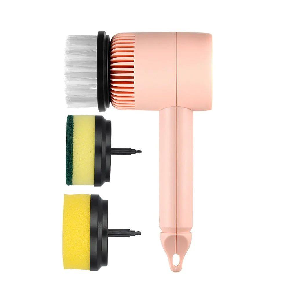 Household electric rotating cleaning brush pink power