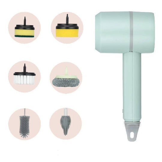 Household electric rotating cleaning brush green set